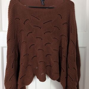 moon & madison Rust Open-Knit Sweater